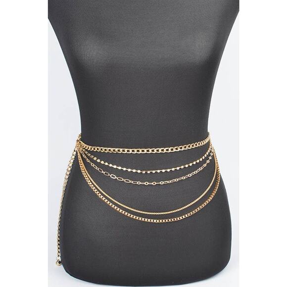 Multi Layered Metal Plus Size Chain Belt main image 3